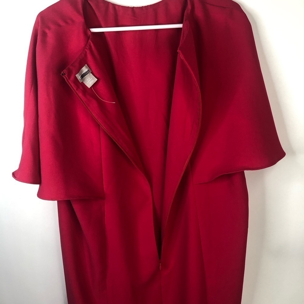 Chico’s red sheath dress short cape sleeve jewel neck 3.5 (US 18) - Picture 6 of 10